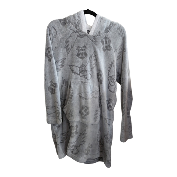 Wizarding World Harry Potter Womens Gray Fleece Hooded Lounger Size Medium Cozy - Picture 3 of 7